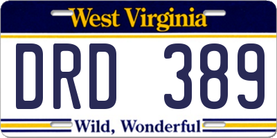 WV license plate DRD389