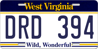 WV license plate DRD394