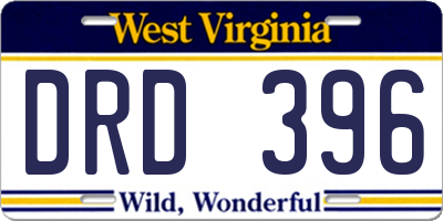 WV license plate DRD396