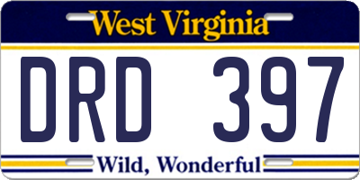 WV license plate DRD397