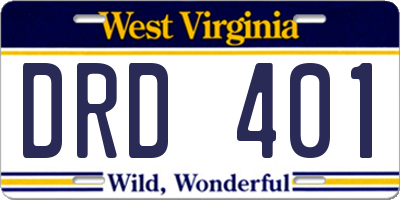 WV license plate DRD401