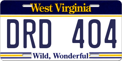WV license plate DRD404