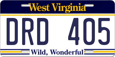 WV license plate DRD405