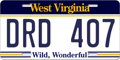 WV license plate DRD407