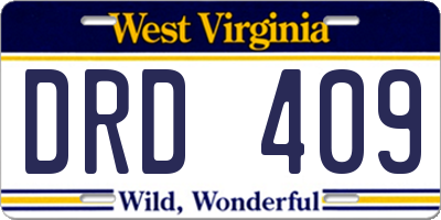 WV license plate DRD409