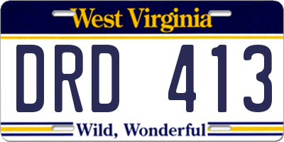 WV license plate DRD413
