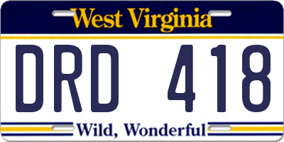 WV license plate DRD418