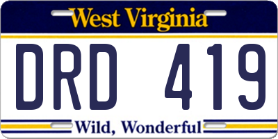 WV license plate DRD419