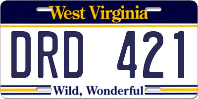 WV license plate DRD421