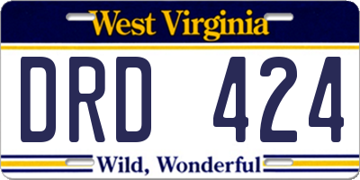 WV license plate DRD424