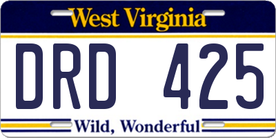 WV license plate DRD425