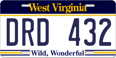 WV license plate DRD432