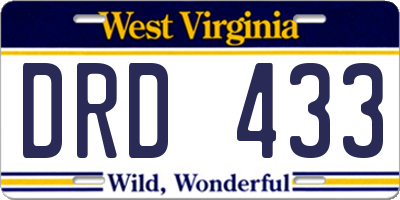 WV license plate DRD433