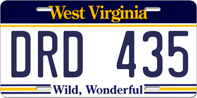 WV license plate DRD435