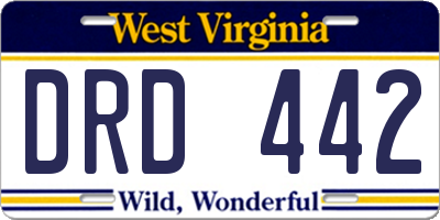 WV license plate DRD442