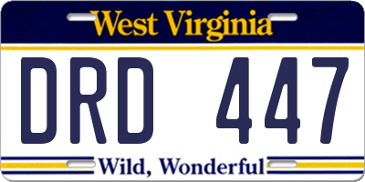 WV license plate DRD447