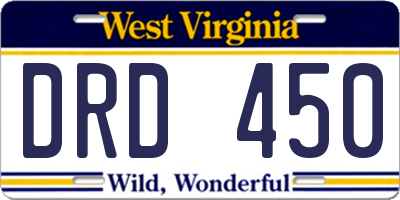 WV license plate DRD450