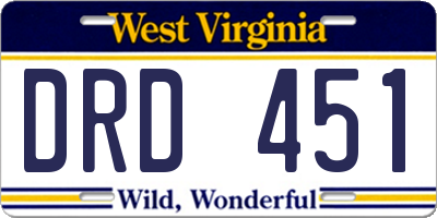 WV license plate DRD451