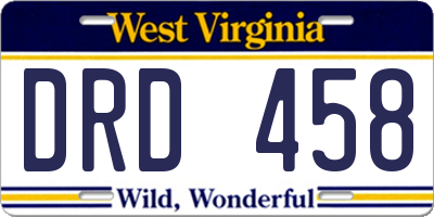 WV license plate DRD458