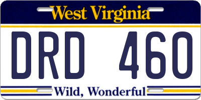 WV license plate DRD460