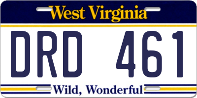 WV license plate DRD461