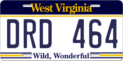 WV license plate DRD464