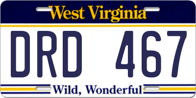 WV license plate DRD467