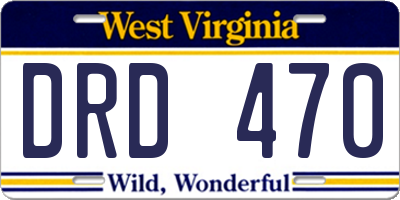 WV license plate DRD470