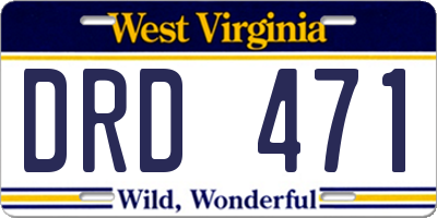 WV license plate DRD471