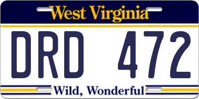WV license plate DRD472