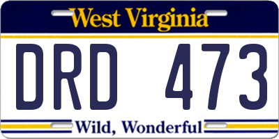 WV license plate DRD473