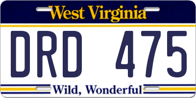 WV license plate DRD475