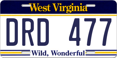 WV license plate DRD477