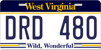 WV license plate DRD480