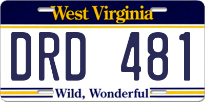 WV license plate DRD481