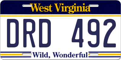 WV license plate DRD492