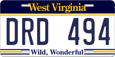 WV license plate DRD494