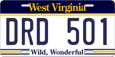 WV license plate DRD501