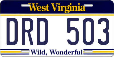 WV license plate DRD503