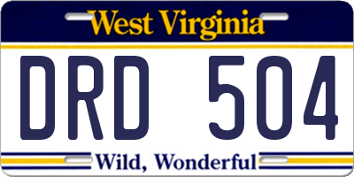 WV license plate DRD504