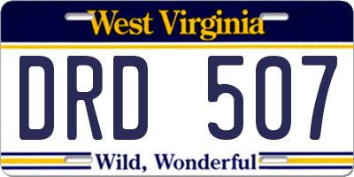 WV license plate DRD507