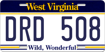 WV license plate DRD508