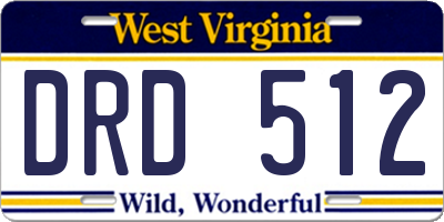 WV license plate DRD512