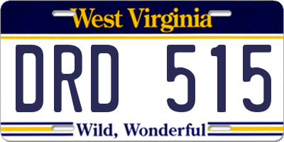 WV license plate DRD515