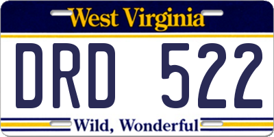 WV license plate DRD522