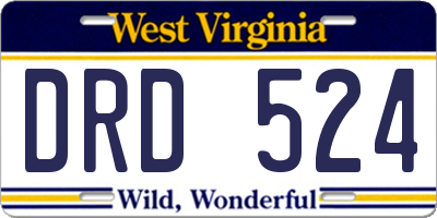 WV license plate DRD524