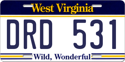 WV license plate DRD531
