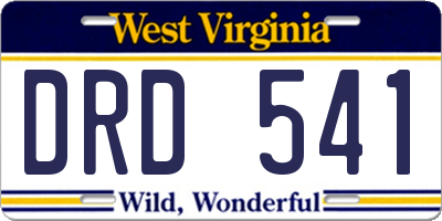 WV license plate DRD541