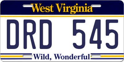 WV license plate DRD545