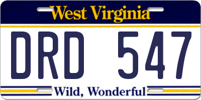 WV license plate DRD547